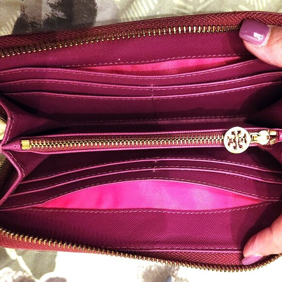 Tory Burch Saffiano Leather Long Wallet - Magenta Pink - EUC - Picture 3 of 11